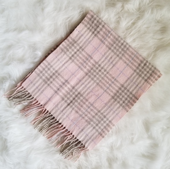 Pink Plaid Cashmere Scarf - Picture 1 of 5